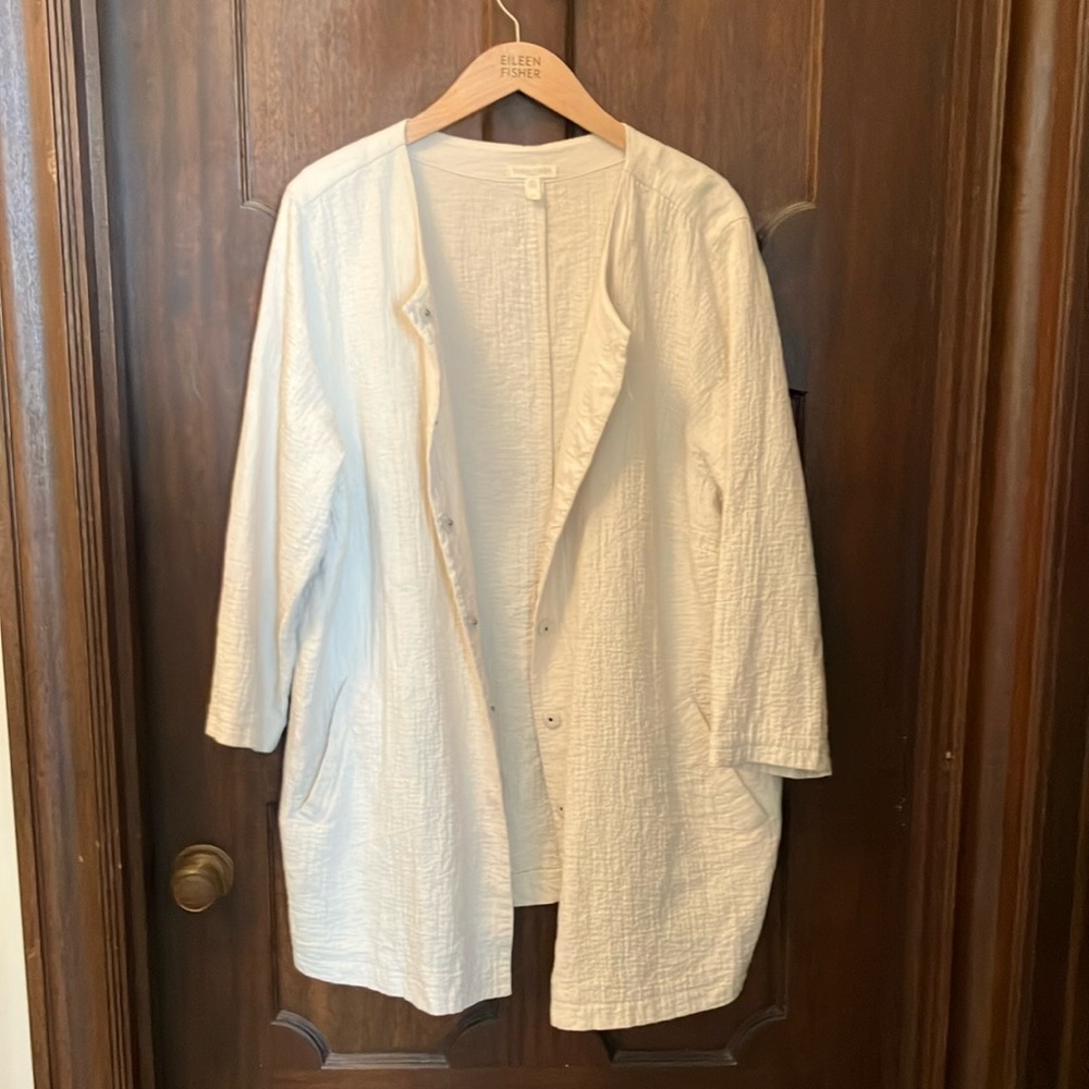 Eileen FisherTextured Cream long Jacket size 1X